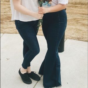 free people bell bottom flare jeans dark wash